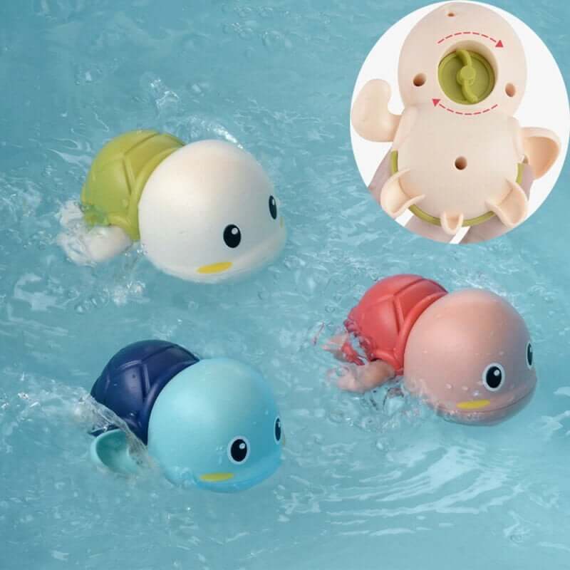 צעצועי אמבטיה לילדים בצורת צב שרשרת מים שעון